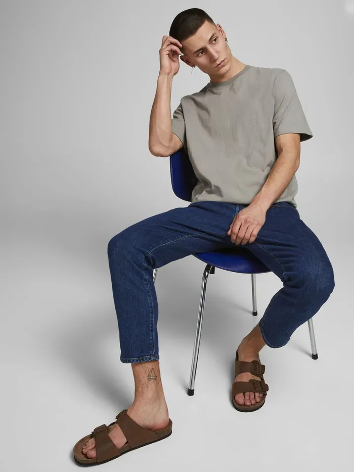 Tapered Jeans JACK and JONES Mens FRANK LEEN CJ 429 TAPERED FIT JEANS Blue Blue Denim