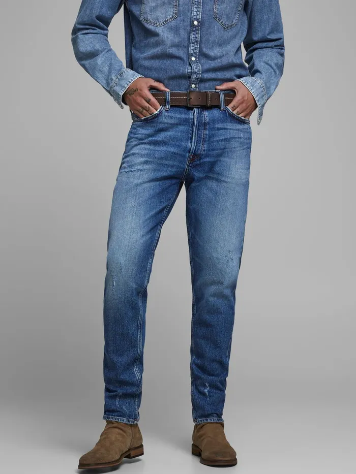 Tapered Jeans JACK and JONES Mens FRED ORIGINAL CJ 308 TAPERED FIT JEANS Blue Blue Denim