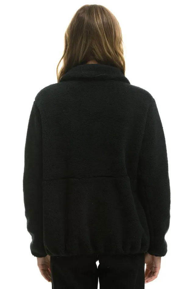 Teddy Apres Half Zip Jacket 8211 Black WomenMen Aviator Nation Teddy Jackets