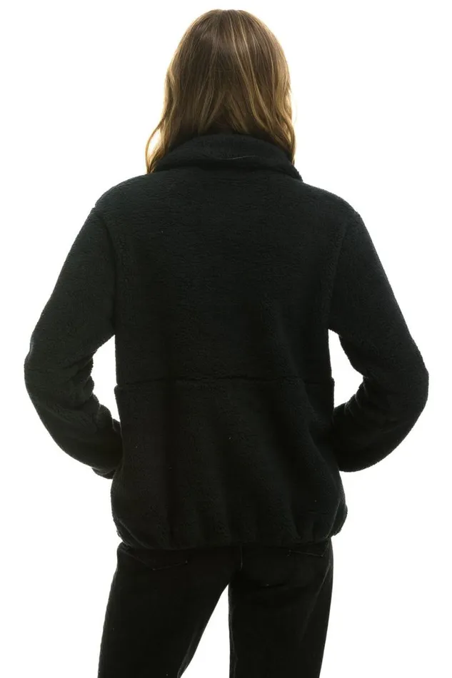 Teddy Unisex Half Zip Jacket 8211 Black WomenMen Aviator Nation Teddy Jackets