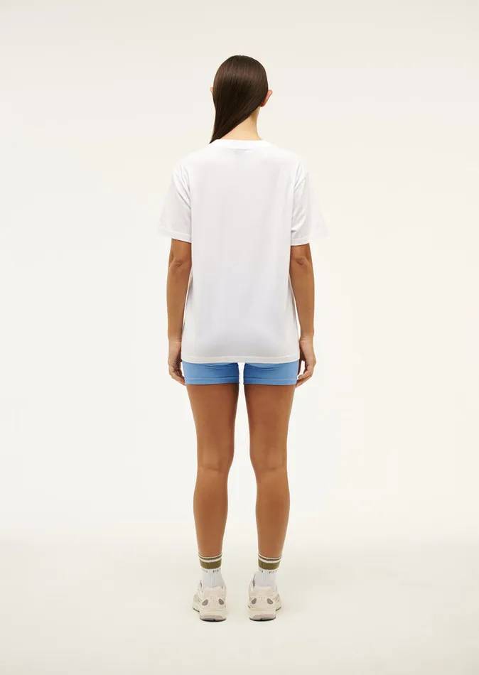 Tees AERO SHORT SLEEVE TEE IN WHITE and CORNFLOWER BLUE PE Nation Women