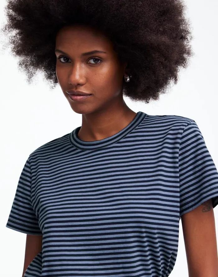 Tees Women Madewell Cotton Perfect Crewneck Tee Teapot Blue