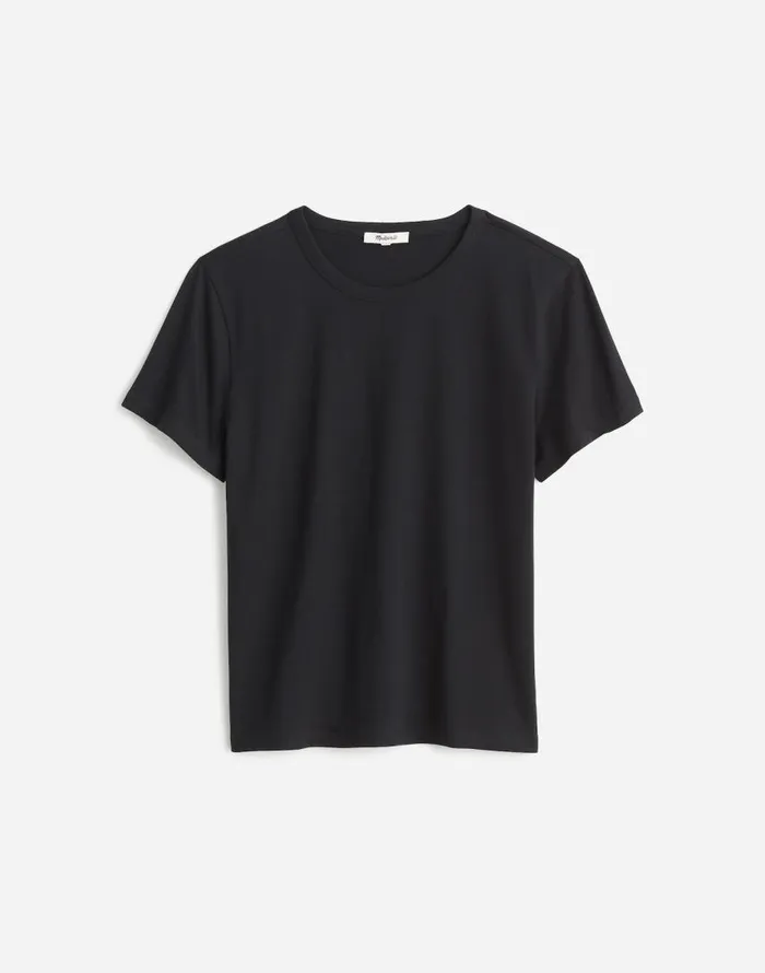 Tees Women Madewell Plus Cotton Perfect Crewneck Tee Jet Black
