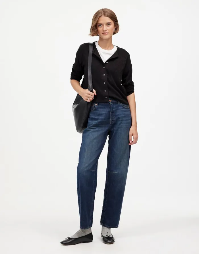 Tees Women Madewell Relaxed ButtonFront Cardigan Jet Black