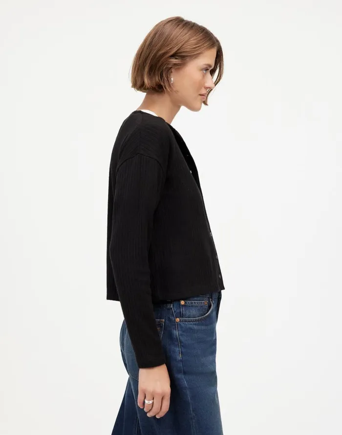 Tees Women Madewell Relaxed ButtonFront Cardigan Jet Black