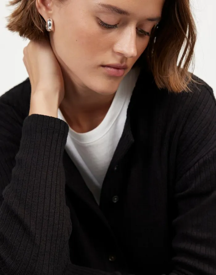 Tees Women Madewell Relaxed ButtonFront Cardigan Jet Black