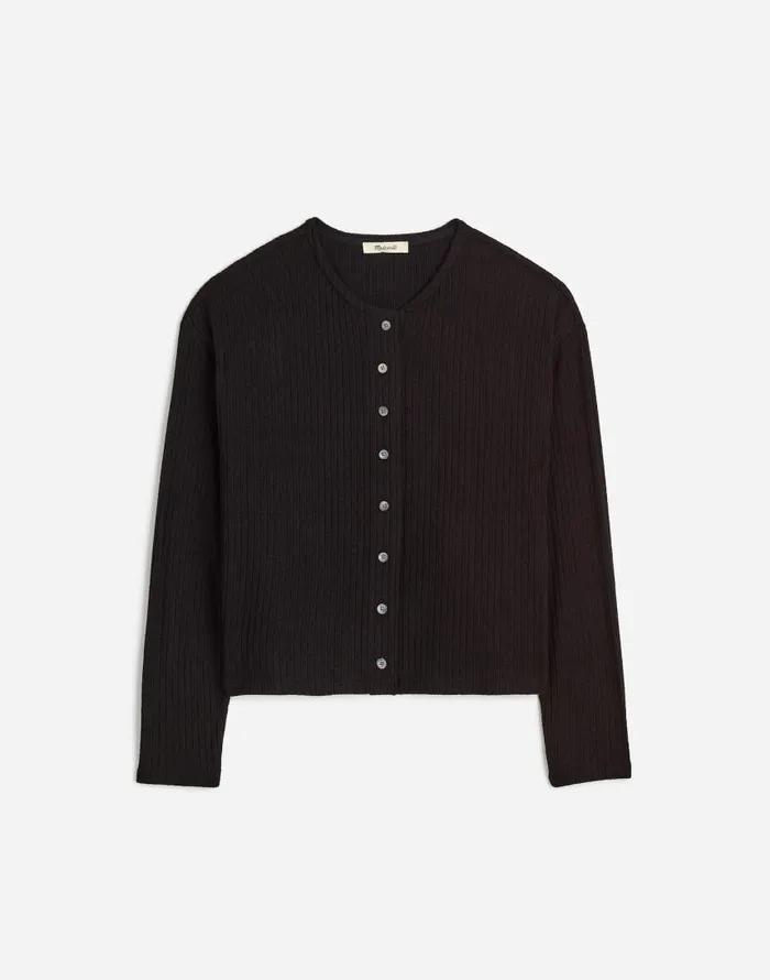 Tees Women Madewell Relaxed ButtonFront Cardigan Jet Black