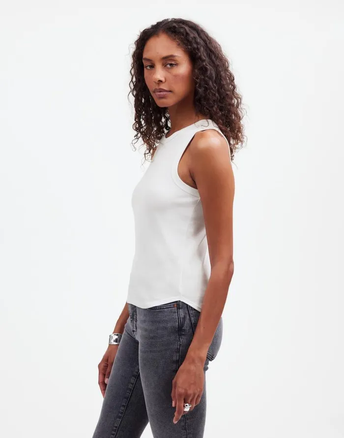 Tees Women Madewell Ribbed Cutaway Tank Eyelet White