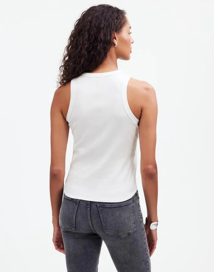 Tees Women Madewell Ribbed Cutaway Tank Eyelet White