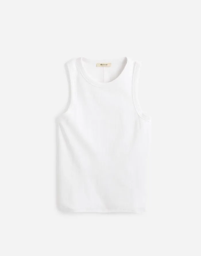 Tees Women Madewell Ribbed Cutaway Tank Eyelet White
