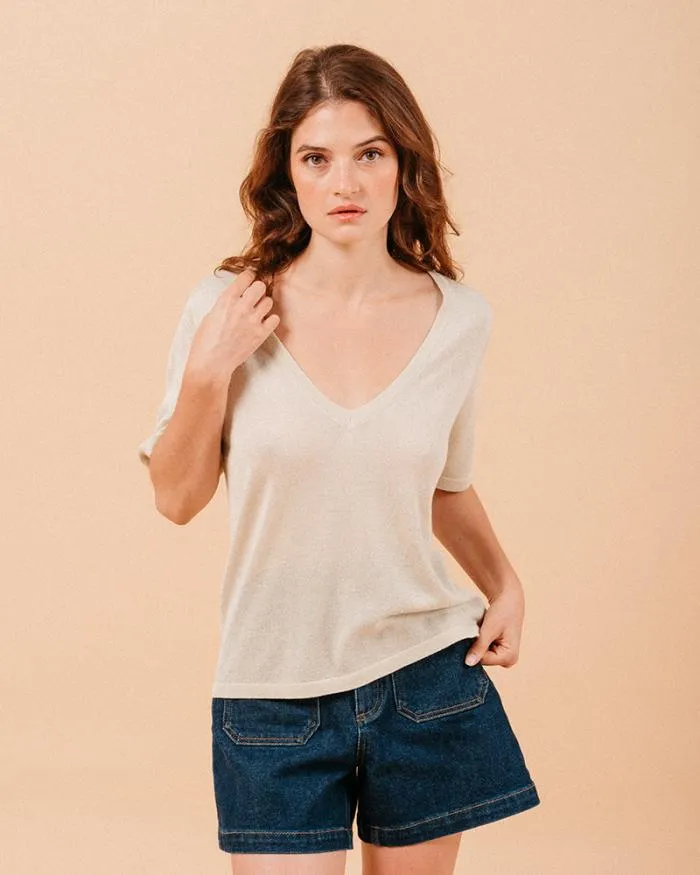 TEESHIRT ECRU MISS Shop Grace and Mila ShortSleeves Tshirts
