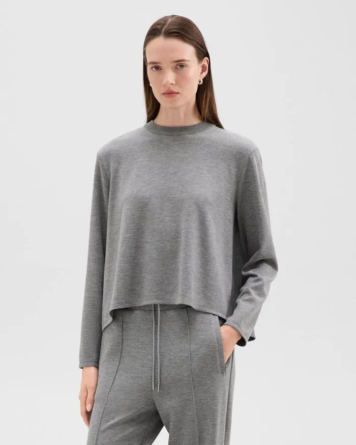 Theory ALine Sweatshirt In DoubleKnit Jersey Grey Meloat Mel Women TShirts Tank Tops Theory ALine Sweatshirt In DoubleKnit Jersey Grey Meloat Mel Women TShirts Tank Tops