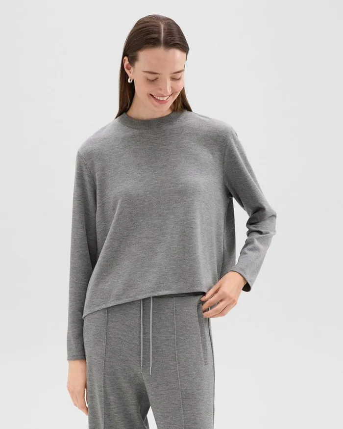 Theory ALine Sweatshirt In DoubleKnit Jersey Grey Meloat Mel Women TShirts Tank Tops Theory ALine Sweatshirt In DoubleKnit Jersey Grey Meloat Mel Women TShirts Tank Tops