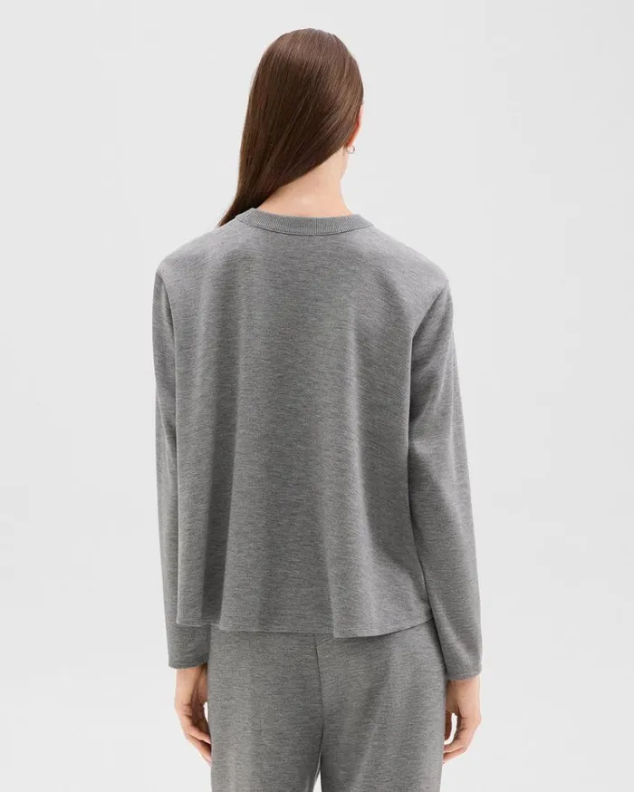 Theory ALine Sweatshirt In DoubleKnit Jersey Grey Meloat Mel Women TShirts Tank Tops Theory ALine Sweatshirt In DoubleKnit Jersey Grey Meloat Mel Women TShirts Tank Tops