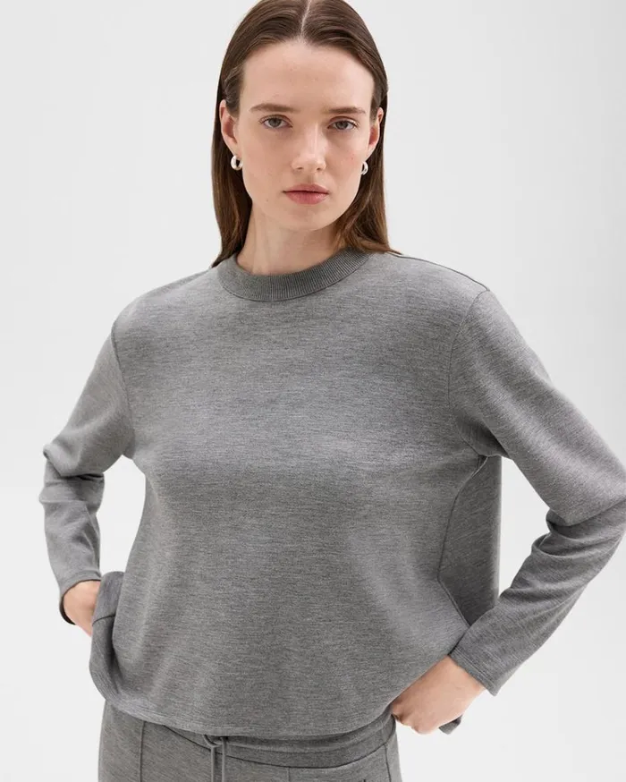 Theory ALine Sweatshirt In DoubleKnit Jersey Grey Meloat Mel Women TShirts Tank Tops Theory ALine Sweatshirt In DoubleKnit Jersey Grey Meloat Mel Women TShirts Tank Tops
