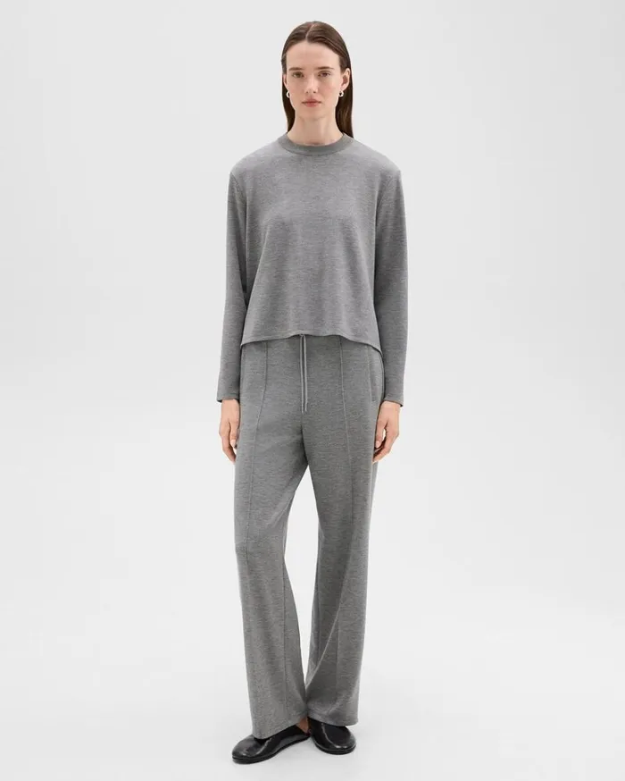 Theory ALine Sweatshirt In DoubleKnit Jersey Grey Meloat Mel Women TShirts Tank Tops Theory ALine Sweatshirt In DoubleKnit Jersey Grey Meloat Mel Women TShirts Tank Tops