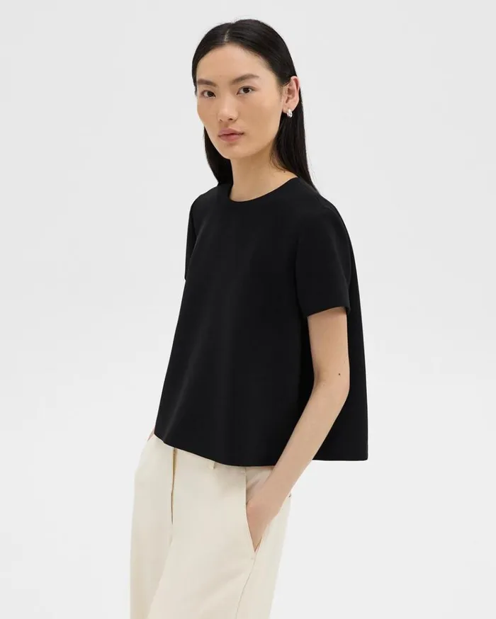 Theory ALine Top In Admiral Crepe Black Women Tops