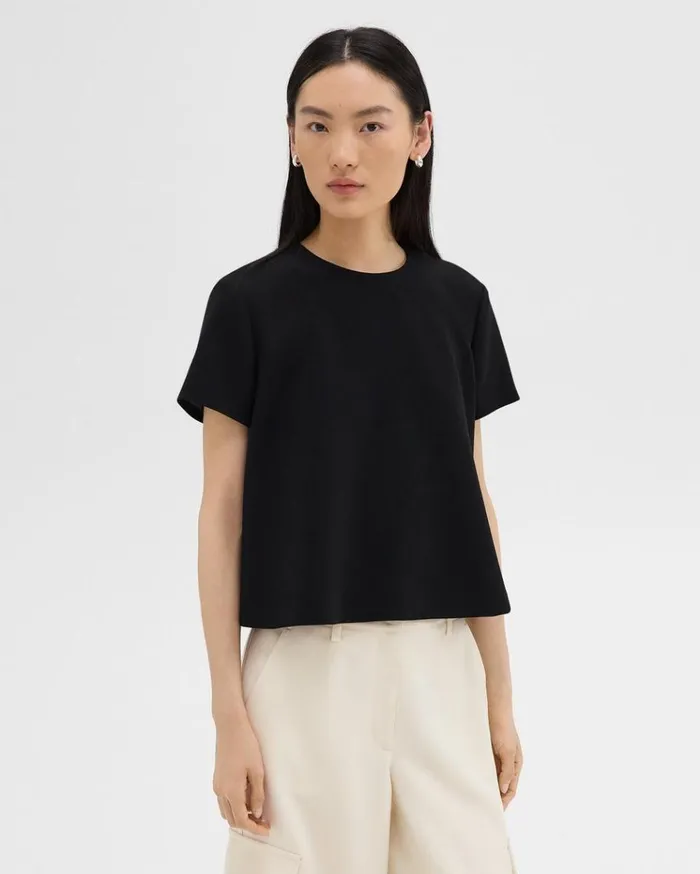 Theory ALine Top In Admiral Crepe Black Women Tops
