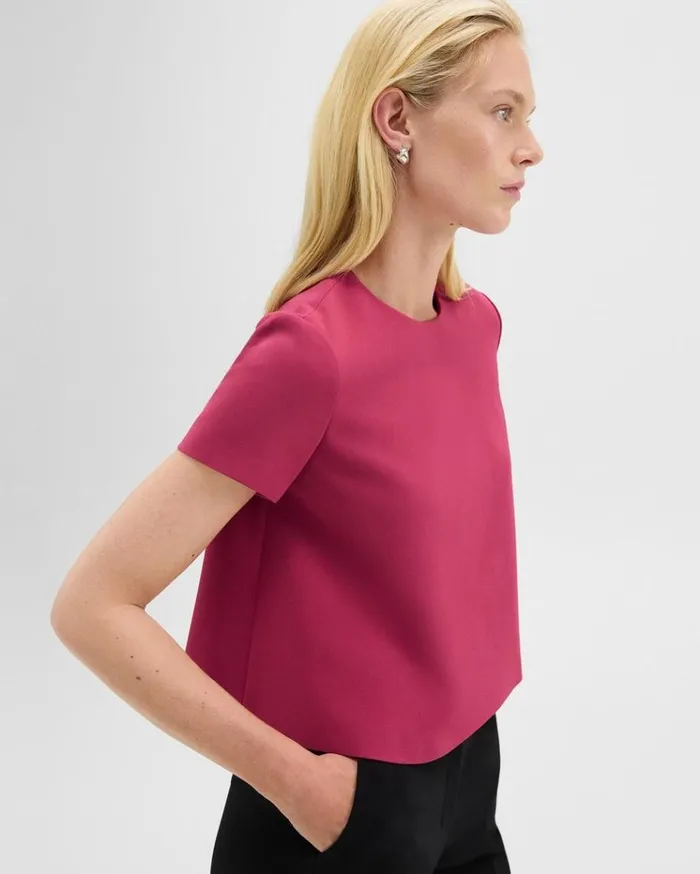 Theory ALine Top In Admiral Crepe Deep Rose Women Tops