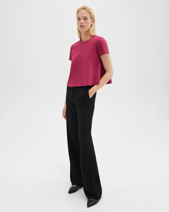 Theory ALine Top In Admiral Crepe Deep Rose Women Tops