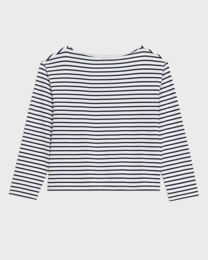 Theory Boat Neck Tee In Striped Cotton Jersey Navy Multi Women TShirts Tank Tops Theory Boat Neck Tee In Striped Cotton Jersey Navy Multi Women TShirts Tank Tops