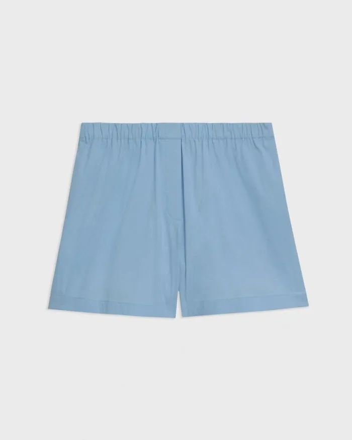 Theory Boxer Short In Good Cotton Powder Blue Women Pants