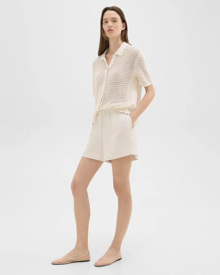 Theory Boxer Short In Striped Admiral Crepe Rice Women Shorts