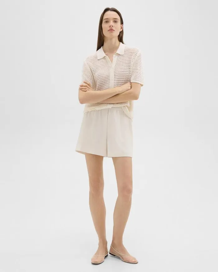 Theory Boxer Short In Striped Admiral Crepe Rice Women Shorts