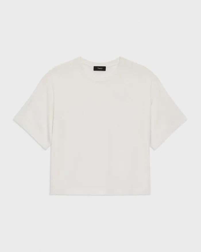 Theory Boxy Tee In Regal Wool New Ivory Women Sweaters Cardigans