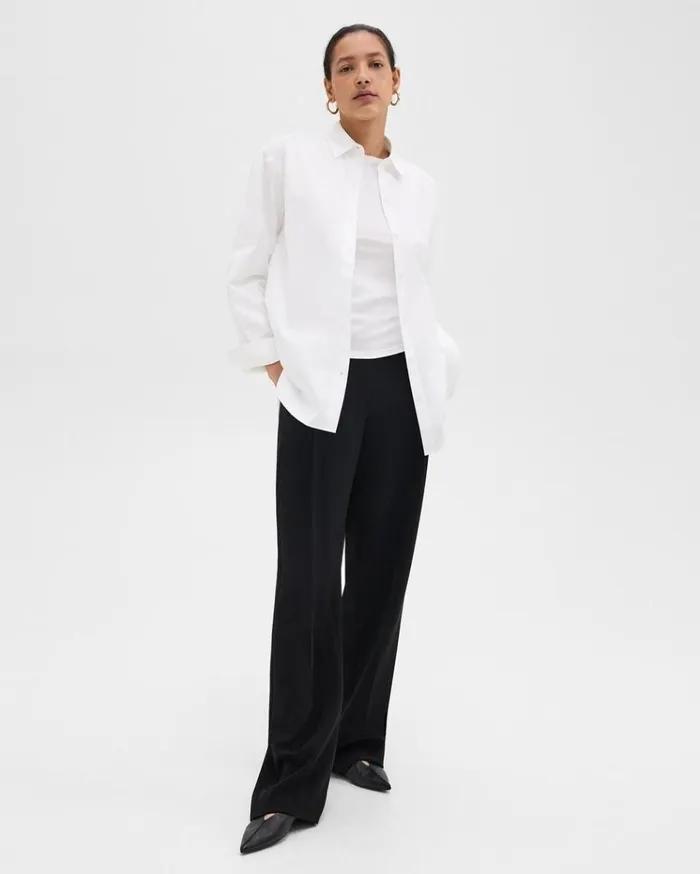 Theory Boyfriend Shirt In Good Cotton White Women Tops