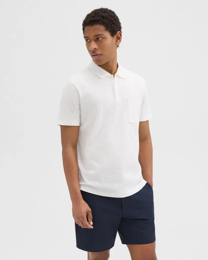 Theory Bron Polo Shirt In Slub Cotton White Men TShirts Polos Theory Bron Polo Shirt In Slub Cotton White Men TShirts Polos