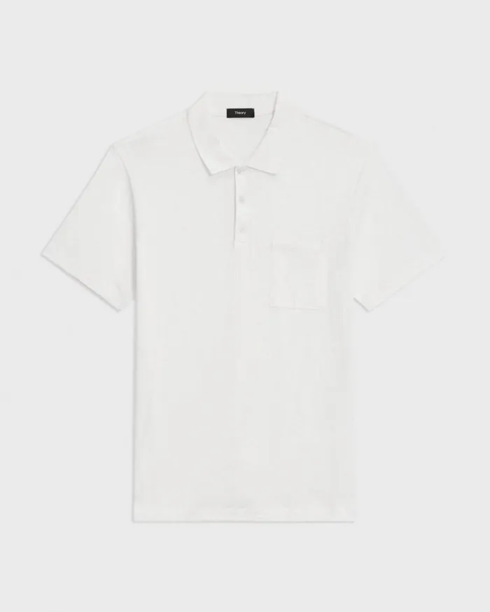 Theory Bron Polo Shirt In Slub Cotton White Men TShirts Polos Theory Bron Polo Shirt In Slub Cotton White Men TShirts Polos