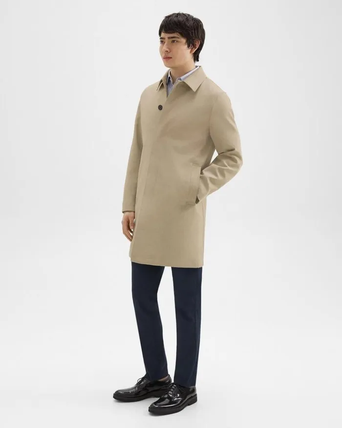 Theory Car Coat In Cotton Twill Khaki Men Outerwear Theory Car Coat In Cotton Twill Khaki Men Outerwear