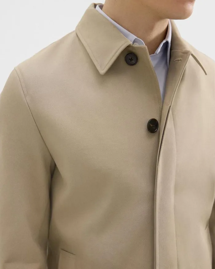 Theory Car Coat In Cotton Twill Khaki Men Outerwear Theory Car Coat In Cotton Twill Khaki Men Outerwear