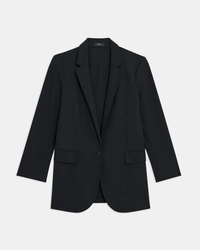 Theory Casual Blazer In Precision Ponte Black Women Suits Theory Casual Blazer In Precision Ponte Black Women Suits