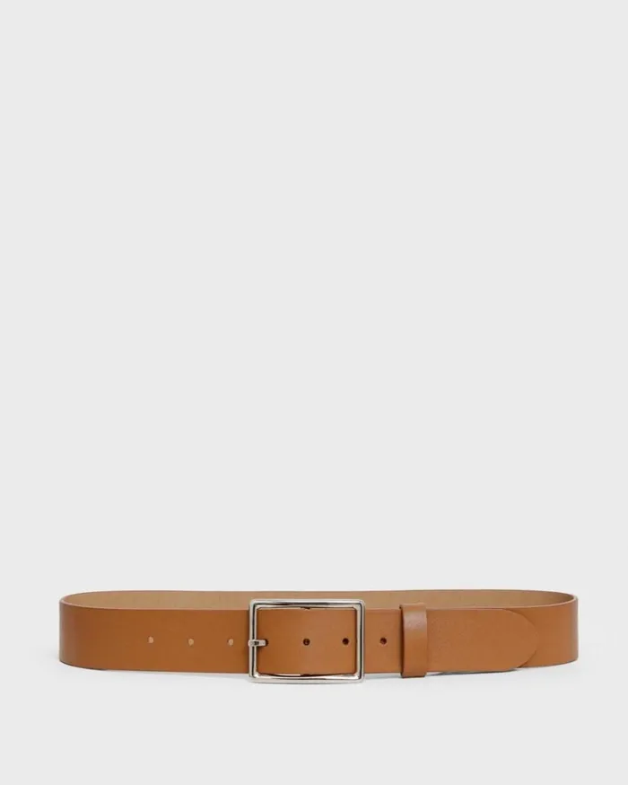 Theory Center Bar Belt In Leather Tan Women Belts Theory Center Bar Belt In Leather Tan Women Belts