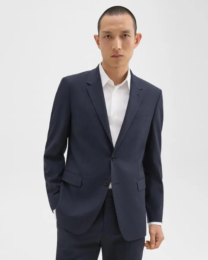 Theory Chambers Blazer In Stretch Wool Navy Men Blazers Jackets