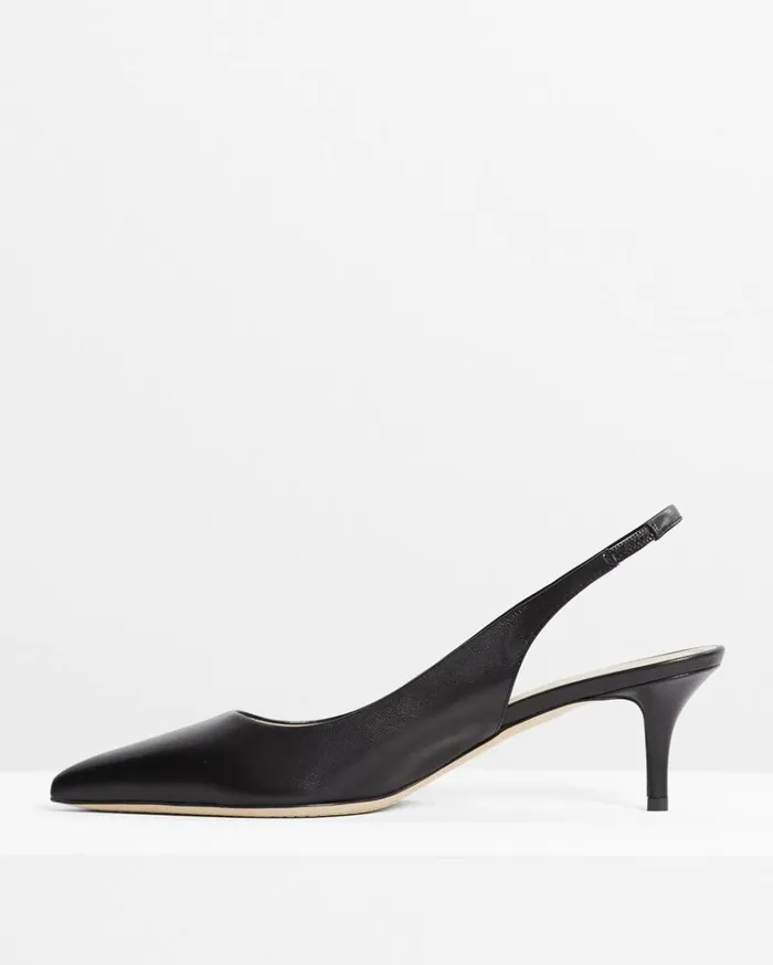 Theory City Slingback In Leather Black Women Shoes