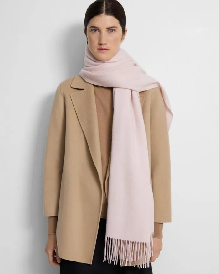 Theory Classic Scarf In Cashmere Pale Petal Women Hats Gloves Scarves