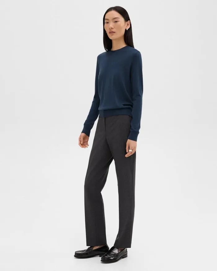 Theory Crewneck Sweater In Regal Wool Ash Blue Women Sweaters Cardigans
