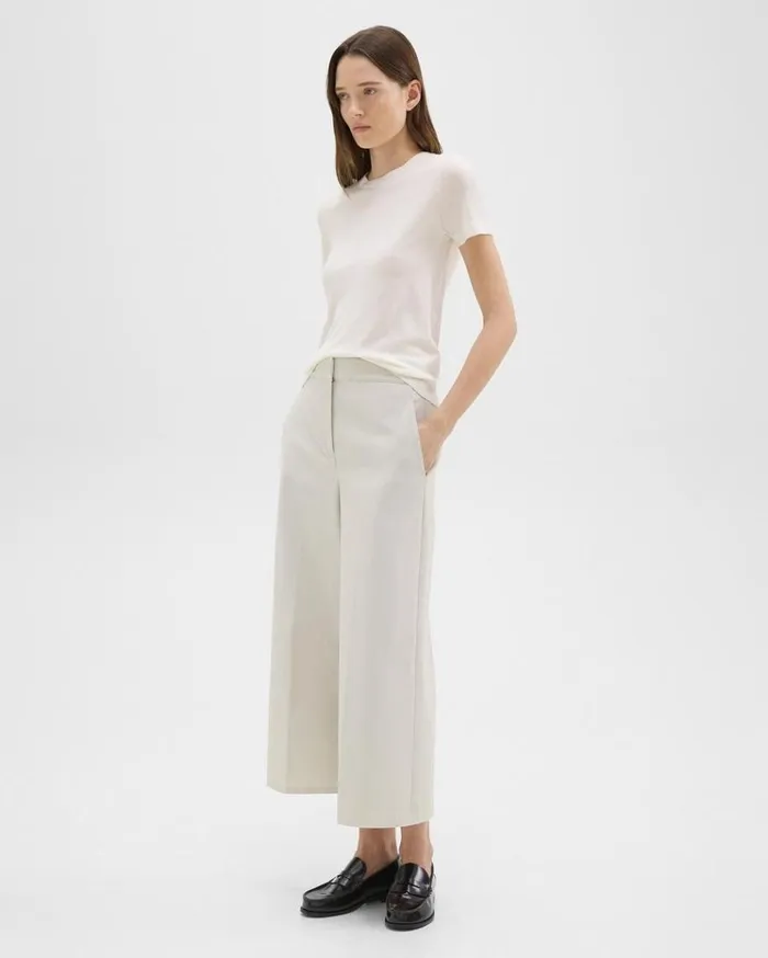Theory Cropped WideLeg Pant In Neoteric Twill Limestone Women Pants Theory Cropped WideLeg Pant In Neoteric Twill Limestone Women Pants