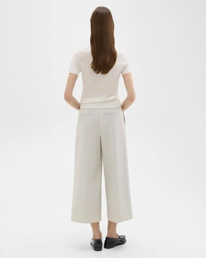 Theory Cropped WideLeg Pant In Neoteric Twill Limestone Women Pants Theory Cropped WideLeg Pant In Neoteric Twill Limestone Women Pants