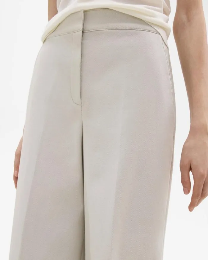 Theory Cropped WideLeg Pant In Neoteric Twill Limestone Women Pants Theory Cropped WideLeg Pant In Neoteric Twill Limestone Women Pants