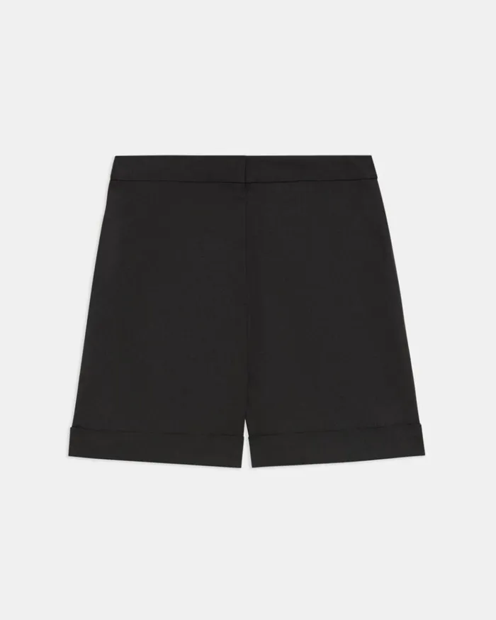 Theory Cuffed Short In Stretch Cotton Twill Black Women Pants