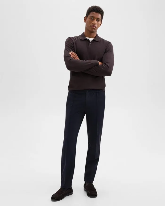 Theory Curtis Drawstring Pant In Precision Ponte Baltic Men Pants