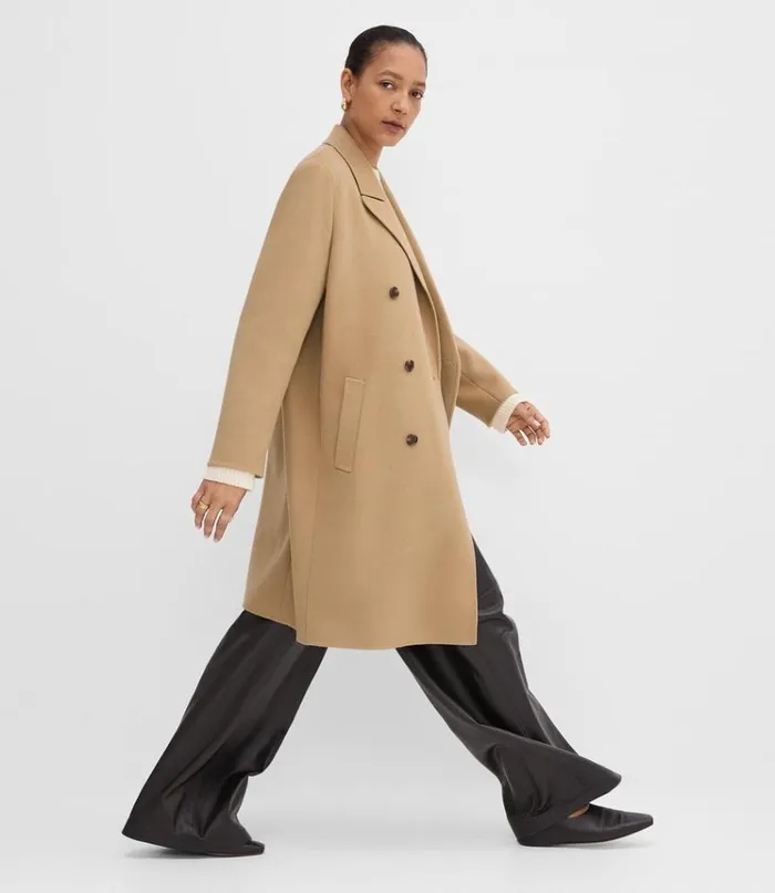Theory DoubleBreasted Coat In DoubleFace WoolCashmere New Camel Women Outerwear