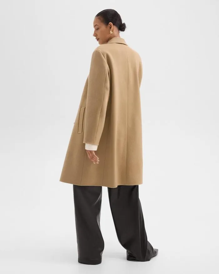 Theory DoubleBreasted Coat In DoubleFace WoolCashmere New Camel Women Outerwear