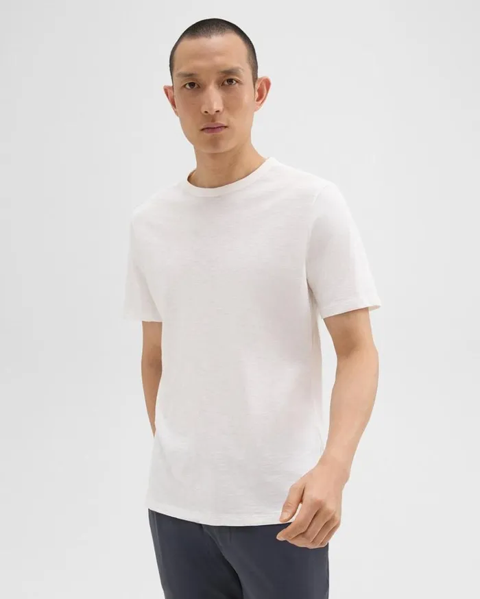 Theory Essential Tee In Cosmos Slub Cotton White Men TShirts Polos
