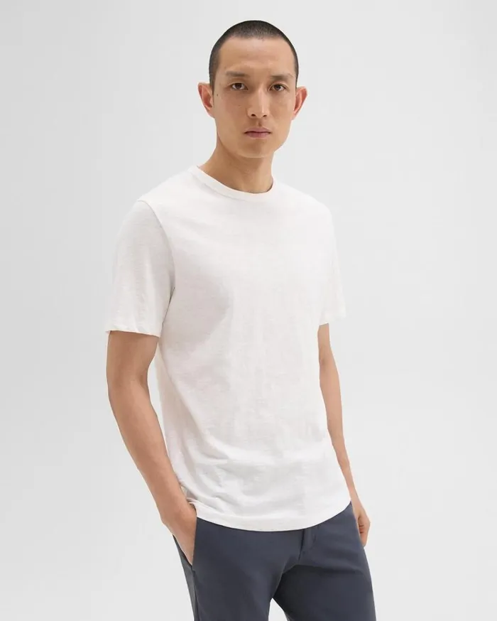 Theory Essential Tee In Cosmos Slub Cotton White Men TShirts Polos