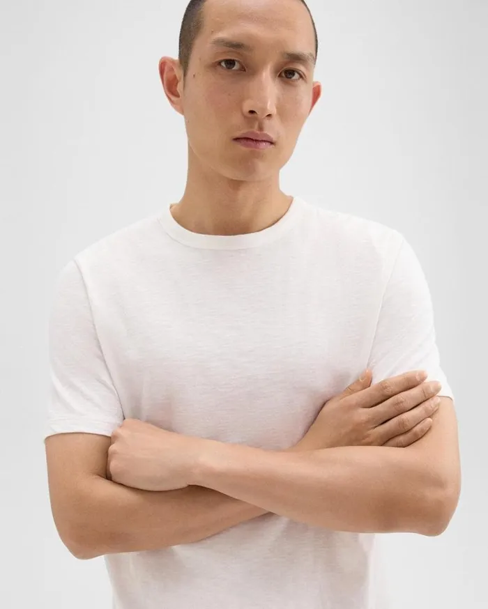 Theory Essential Tee In Cosmos Slub Cotton White Men TShirts Polos